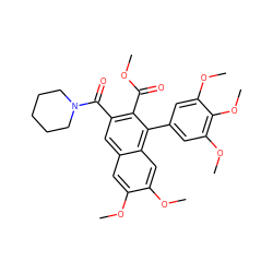 COC(=O)c1c(C(=O)N2CCCCC2)cc2cc(OC)c(OC)cc2c1-c1cc(OC)c(OC)c(OC)c1 ZINC000013796698