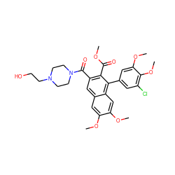 COC(=O)c1c(C(=O)N2CCN(CCO)CC2)cc2cc(OC)c(OC)cc2c1-c1cc(Cl)c(OC)c(OC)c1 ZINC000021290020
