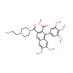 COC(=O)c1c(C(=O)N2CCN(CCO)CC2)cc2cc(OC)c(OC)cc2c1-c1cc(OC)c(OC)c(OC)c1 ZINC000028758046