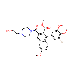 COC(=O)c1c(C(=O)N2CCN(CCO)CC2)cc2cc(OC)ccc2c1-c1cc(Br)c(OC)c(OC)c1 ZINC000028758040