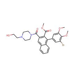 COC(=O)c1c(C(=O)N2CCN(CCO)CC2)cc2ccccc2c1-c1cc(Br)c(OC)c(OC)c1 ZINC000028757560
