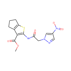 COC(=O)c1c(NC(=O)Cn2cc([N+](=O)[O-])cn2)sc2c1CCC2 ZINC000000673132