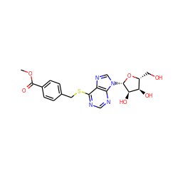 COC(=O)c1ccc(CSc2ncnc3c2ncn3[C@@H]2O[C@H](CO)[C@@H](O)[C@H]2O)cc1 ZINC000013560341