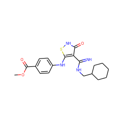 COC(=O)c1ccc(Nc2s[nH]c(=O)c2C(=N)NCC2CCCCC2)cc1 ZINC000101087875