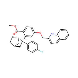 COC(=O)c1ccc(OCc2ccc3ccccc3n2)cc1[C@]1(c2ccc(F)cc2)C[C@H]2CC[C@H]1C2 ZINC000101508189