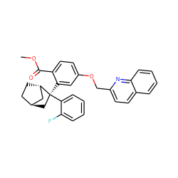 COC(=O)c1ccc(OCc2ccc3ccccc3n2)cc1[C@]1(c2ccccc2F)C[C@H]2CC[C@H]1C2 ZINC000101508193
