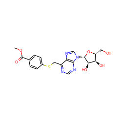 COC(=O)c1ccc(SCc2ncnc3c2ncn3[C@@H]2O[C@H](CO)[C@@H](O)[C@H]2O)cc1 ZINC000029058807