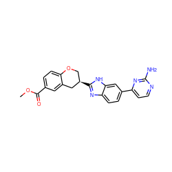 COC(=O)c1ccc2c(c1)C[C@H](c1nc3ccc(-c4ccnc(N)n4)cc3[nH]1)CO2 ZINC000040873468
