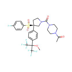 COC(c1ccc([C@]2(S(=O)(=O)c3ccc(F)cc3)CCN(C(=O)N3CCN(C(C)=O)CC3)C2)cc1)(C(F)(F)F)C(F)(F)F ZINC001772628665