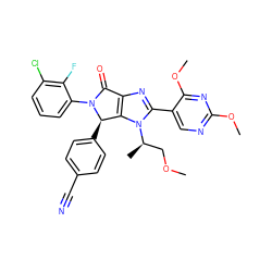 COC[C@@H](C)n1c(-c2cnc(OC)nc2OC)nc2c1[C@@H](c1ccc(C#N)cc1)N(c1cccc(Cl)c1F)C2=O ZINC000169705787