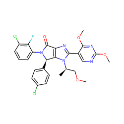 COC[C@@H](C)n1c(-c2cnc(OC)nc2OC)nc2c1[C@@H](c1ccc(Cl)cc1)N(c1cccc(Cl)c1F)C2=O ZINC000169705791