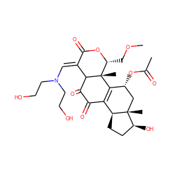 COC[C@H]1OC(=O)/C(=C/N(CCO)CCO)C2C(=O)C(=O)C3=C([C@H](OC(C)=O)C[C@]4(C)[C@@H](O)CC[C@@H]34)[C@]21C ZINC000029134044