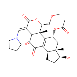 COC[C@H]1OC(=O)/C(=C/N2CCCC2)C2C(=O)C(=O)C3=C([C@H](OC(C)=O)C[C@]4(C)[C@@H](O)CC[C@@H]34)[C@]21C ZINC000029134626