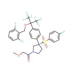 COCC(=O)N1CC[C@@](c2ccc(C(OCc3c(F)cccc3F)(C(F)(F)F)C(F)(F)F)cc2)(S(=O)(=O)c2ccc(F)cc2)C1 ZINC001772570346