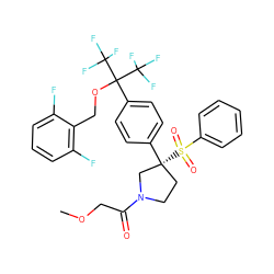 COCC(=O)N1CC[C@@](c2ccc(C(OCc3c(F)cccc3F)(C(F)(F)F)C(F)(F)F)cc2)(S(=O)(=O)c2ccccc2)C1 ZINC001772598110