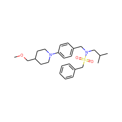 COCC1CCN(c2ccc(CN(CC(C)C)S(=O)(=O)Cc3ccccc3)cc2)CC1 ZINC000224294009