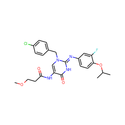 COCCC(=O)Nc1cn(Cc2ccc(Cl)cc2)c(=Nc2ccc(OC(C)C)c(F)c2)[nH]c1=O ZINC001772619643