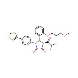 COCCCOc1ccccc1[C@@H]1[C@@H](C(=O)C(C)C)C(=O)C(=O)N1c1ccc(-c2ccsc2)cc1 ZINC000169696369