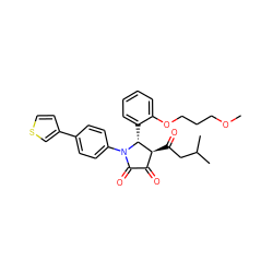 COCCCOc1ccccc1[C@@H]1[C@@H](C(=O)CC(C)C)C(=O)C(=O)N1c1ccc(-c2ccsc2)cc1 ZINC000169696373