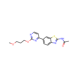 COCCCOc1nccc(-c2ccc3nc(NC(C)=O)sc3c2)n1 ZINC000071316068