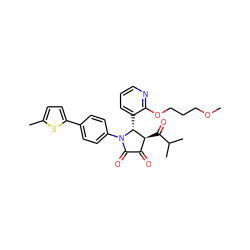COCCCOc1ncccc1[C@@H]1[C@@H](C(=O)C(C)C)C(=O)C(=O)N1c1ccc(-c2ccc(C)s2)cc1 ZINC000169696667