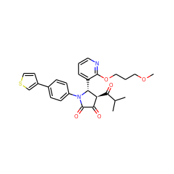 COCCCOc1ncccc1[C@@H]1[C@@H](C(=O)C(C)C)C(=O)C(=O)N1c1ccc(-c2ccsc2)cc1 ZINC000169696651
