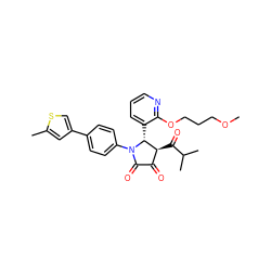 COCCCOc1ncccc1[C@@H]1[C@@H](C(=O)C(C)C)C(=O)C(=O)N1c1ccc(-c2csc(C)c2)cc1 ZINC000169696675