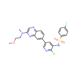 COCCN(C)c1cnc2ccc(-c3cnc(Cl)c(NS(=O)(=O)c4ccc(F)cc4)c3)cc2n1 ZINC000073195945