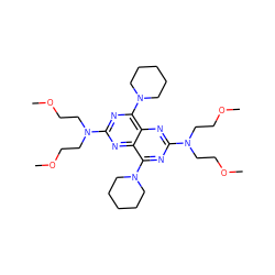 COCCN(CCOC)c1nc(N2CCCCC2)c2nc(N(CCOC)CCOC)nc(N3CCCCC3)c2n1 ZINC000028348405