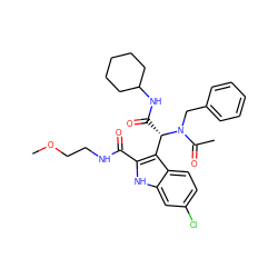 COCCNC(=O)c1[nH]c2cc(Cl)ccc2c1[C@H](C(=O)NC1CCCCC1)N(Cc1ccccc1)C(C)=O ZINC000113887569