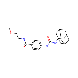 COCCNC(=O)c1ccc(NC(=O)NC23CC4CC(CC(C4)C2)C3)cc1 ZINC000049792579
