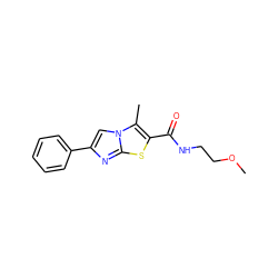 COCCNC(=O)c1sc2nc(-c3ccccc3)cn2c1C ZINC000004003670