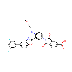 COCCNc1ccc(N2C(=O)c3ccc(C(=O)O)cc3C2=O)cc1-c1nc2cc(-c3cc(F)cc(F)c3)ccc2o1 ZINC000026980073
