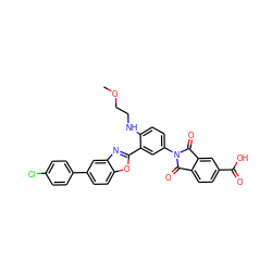 COCCNc1ccc(N2C(=O)c3ccc(C(=O)O)cc3C2=O)cc1-c1nc2cc(-c3ccc(Cl)cc3)ccc2o1 ZINC000026980067
