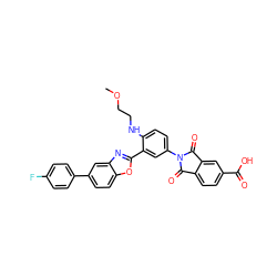 COCCNc1ccc(N2C(=O)c3ccc(C(=O)O)cc3C2=O)cc1-c1nc2cc(-c3ccc(F)cc3)ccc2o1 ZINC000026988021