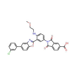 COCCNc1ccc(N2C(=O)c3ccc(C(=O)O)cc3C2=O)cc1-c1nc2cc(-c3cccc(Cl)c3)ccc2o1 ZINC000026980059
