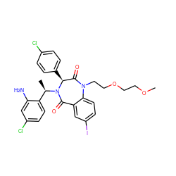 COCCOCCN1C(=O)[C@H](c2ccc(Cl)cc2)N([C@H](C)c2ccc(Cl)cc2N)C(=O)c2cc(I)ccc21 ZINC000038377628