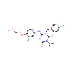 COCCOc1ccc(Nc2nc(=O)n(C(C)C)c(=O)n2Cc2ccc(Cl)cc2)cc1Cl ZINC000200519277
