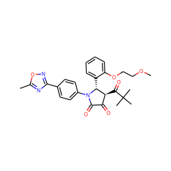 COCCOc1ccccc1[C@@H]1[C@@H](C(=O)C(C)(C)C)C(=O)C(=O)N1c1ccc(-c2noc(C)n2)cc1 ZINC000169695125