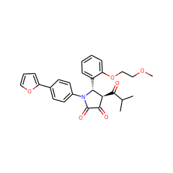 COCCOc1ccccc1[C@@H]1[C@@H](C(=O)C(C)C)C(=O)C(=O)N1c1ccc(-c2ccco2)cc1 ZINC000169695475