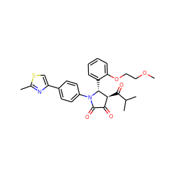 COCCOc1ccccc1[C@@H]1[C@@H](C(=O)C(C)C)C(=O)C(=O)N1c1ccc(-c2csc(C)n2)cc1 ZINC000169696134