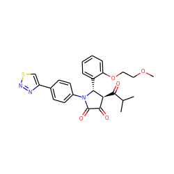 COCCOc1ccccc1[C@@H]1[C@@H](C(=O)C(C)C)C(=O)C(=O)N1c1ccc(-c2csnn2)cc1 ZINC000169696531
