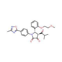 COCCOc1ccccc1[C@@H]1[C@@H](C(=O)C(C)C)C(=O)C(=O)N1c1ccc(-c2nc(C)no2)cc1 ZINC000169695616