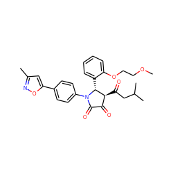COCCOc1ccccc1[C@@H]1[C@@H](C(=O)CC(C)C)C(=O)C(=O)N1c1ccc(-c2cc(C)no2)cc1 ZINC000169695882