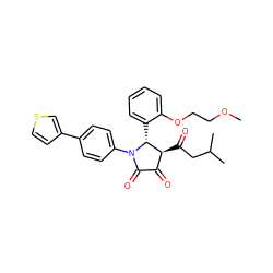COCCOc1ccccc1[C@@H]1[C@@H](C(=O)CC(C)C)C(=O)C(=O)N1c1ccc(-c2ccsc2)cc1 ZINC000169695548