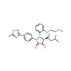 COCCOc1ccccc1[C@@H]1[C@@H](C(=O)CC(C)C)C(=O)C(=O)N1c1ccc(-c2noc(C)n2)cc1 ZINC000169695628