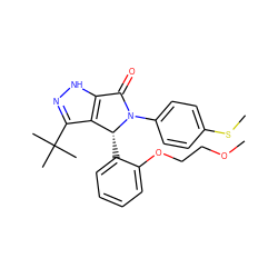 COCCOc1ccccc1[C@@H]1c2c(C(C)(C)C)n[nH]c2C(=O)N1c1ccc(SC)cc1 ZINC000096176974