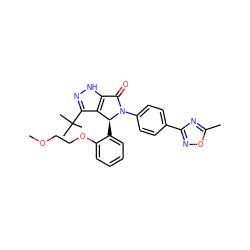 COCCOc1ccccc1[C@H]1c2c(C(C)(C)C)n[nH]c2C(=O)N1c1ccc(-c2noc(C)n2)cc1 ZINC000096176973