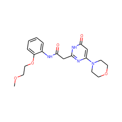 COCCOc1ccccc1NC(=O)Cc1nc(N2CCOCC2)cc(=O)[nH]1 ZINC000115072637