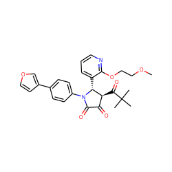COCCOc1ncccc1[C@@H]1[C@@H](C(=O)C(C)(C)C)C(=O)C(=O)N1c1ccc(-c2ccoc2)cc1 ZINC000169695255